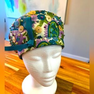 Maggi Alexander Design Blue Floral Jeweled Church Derby Funeral Hat 22”